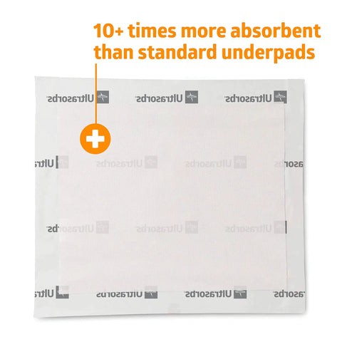 Hospital Grade Quality Built Tough For Heavy Duty Care Super Absorbent Disposable Incontinence Bed Pads 30 By 36 Inch 25 Pack laid flat showing high absorbency.