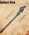 33.4 Inch Foam Meteor Hammer Prop For Cosplay And Halloween, Safe PU Foam Knight Mace Weapon, silver finish, size details