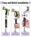 Installation steps for Stainless Steel Garden Hose 25 Ft Heavy Duty Flexible Water Hose With 10 Function Spray Nozzle