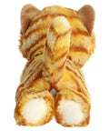 Real Deal Mini Flopsie Ginger Cat Eight Inch Stuffed Animal Plush viewed from behind with plush tail and soft fabric.