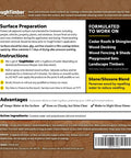 Back label of Porous Wood Waterproof Sealer For Decks And Cedar Roofs 1 Gal Concentrate Silane Siloxane Blend Deep Penetration Wood Sealer