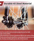 Close-up of wheel with 14G J Bend Bicycle Spokes 240mm Length With Nipples for MTB Wheels Black Steel 36 Pack