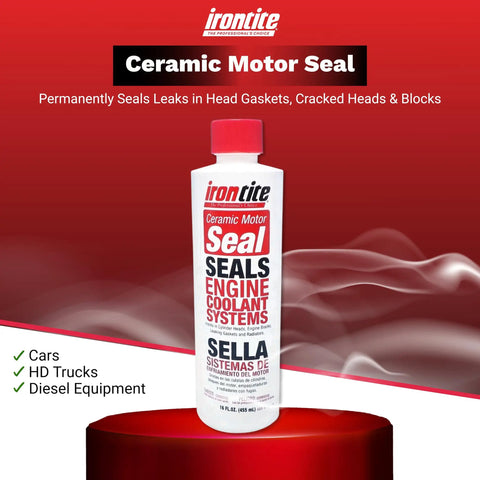 Bottle of Ceramic Motor Seal For Engines Seals Leaks In Head Gaskets And Radiators Keeps Coolant From Leaking Like A Champ Stops Overheating Fights Rust And Corrosion Boosts Cooling Power With Durable Ceramic Coating