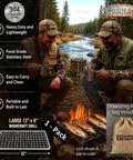 Portable Bushcraft Stainless Steel 304 BBQ Grill Grate With Burlap Hemp Drawstring Bag Large 6x12 Inch for outdoor cooking by river