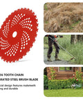 Heavy Duty 9 Inch Carbide Tipped Blades Set For Brush Cutter Trimmer Weed Eater next to image of brush and grass