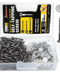 DIY 400-Piece Cross Flat Head Self Tapping Screws With 200 Decorative Cover Caps In A Reusable Organizer Box
