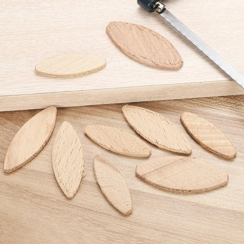100 Pcs Wood Joiner Biscuits Beech Wood Dowels Set In Three Sizes 45x16x3.8mm, 54x19x3.8mm, 57x24x3.8mm For Carpentry Pros