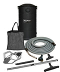 Pro Wall Mounted Garage And Car Vacuum with 50 Ft Hose and Tools, 7 Gallon Capacity, accessories including wands and caddy