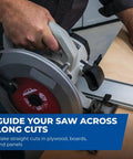 Genuine Aluminum Rip Fence Guide For Slick Straight Cuts On Circular Saws And Routers With Quick Lock Adjustment in use for precise cutting.