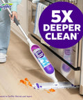PowerMop Mopping Kit For Floor Cleaning With No Bucket Needed, 5X Cleaning Power, Electric Spray, Includes 1 Power Mop, 2 Replacement Pads, 2 Batteries, 1 Liquid Cleaning Solution, Multi Surface And Wood Floors, on wood floor