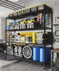 Heavy Duty Garage Shelving With Wheels Four Tier Metal Storage Rack Holds 2480 Lbs Adjustable Pantry Shelves For Kitchen And Garage 75.62 H X 24.02 D X 55.52 W Easy Roll filled with tools and supplies