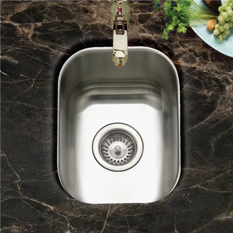 Stainless Steel Kitchen Bar And Prep Sink, 13 Inch Undermount Small Sink With Strainer And Bottom Grid, Ultra Durable T304