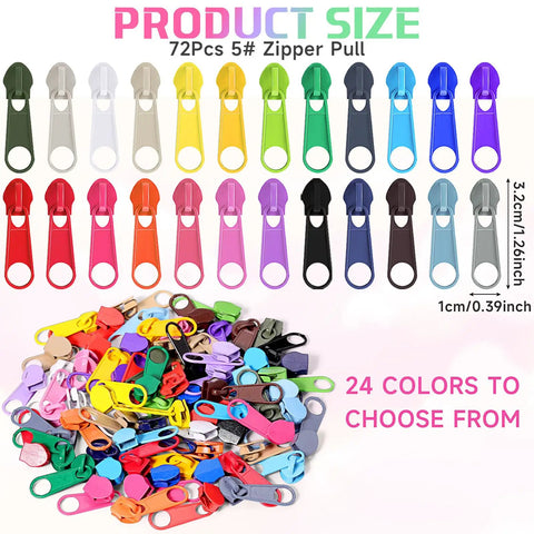 Easy Fix Zipper Repair Kit With 373 Pieces Including Colorful Sliders Replacement Zipper Pulls in 24 colors for Sewing