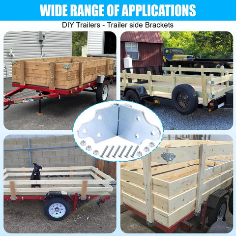 Heavy Duty Trailer Side Rail Corner Connectors for Wood Sides on trailers, galvanized steel, easy install, no cutting required.