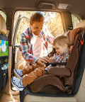 2 In 1 Car Seat Protector And Kick Mat With iPad Holder And Touchscreen Pocket Backseat Organizer in use in family car