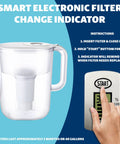 10-Cup Water Filter Pitcher With Five Replacement Filters And Electronic Change Reminder Compatible With Popular Filter Cartridges Water Pitcher Replacement Pack For Clean Tasting Water At Home Or Office with electronic filter indicator close-up