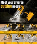 Top Rated Cordless Brushless Metal Shears Compatible With Dewalt 20v Max Power Tools Battery Only, cutting various materials like steel and aluminum.