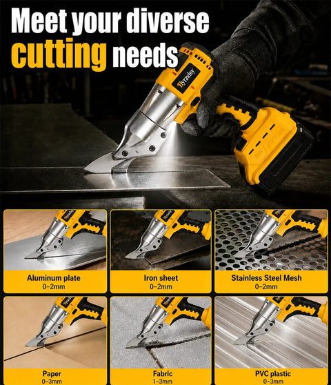 Top Rated Cordless Brushless Metal Shears Compatible With Dewalt 20v Max Power Tools Battery Only, cutting various materials like steel and aluminum.