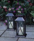 Outdoor Hanging Solar Lanterns Waterproof LED Lights For Porch Garden Patio Pathway Deck Yard Bronze Finish Two Pack