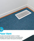 6 X 12 Inch Duct Opening Floor Register Vent Cover With One Way Deflector Adjustable Dampers And 24 Louvers for airflow control.