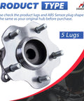 Rear Wheel Hub Bearing Assembly 2 PCS 512388 With Encoder ABS For Nissan Maxima 2009 2019, front view showing 5 lugs
