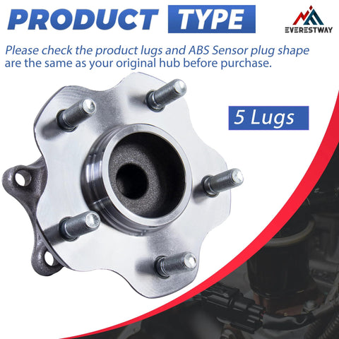 Rear Wheel Hub Bearing Assembly 2 PCS 512388 With Encoder ABS For Nissan Maxima 2009 2019, front view showing 5 lugs