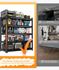36 Inch Wide Garage Shelving Unit Beefy 5 Tier Heavy Duty Storage Rack With Adjustable Shelves Holds Up To 3000 Lbs Industrial Steel Shelving For Garage Shed Warehouse Basement Black, loaded with tools