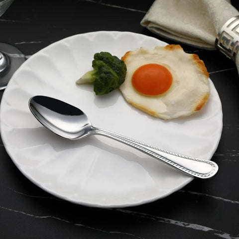 Top Tier Stainless Steel Dinner Spoons With Pearled Edge Handles Solid Balance Build Dishwasher Safe And Slick Silver Polish Gives Your Table A Knockout Vibe For Game Night Or Family Suppers Pack Of Twelve