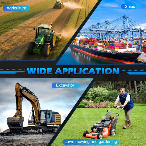Wide application of Heavy-Duty Hydraulic Motor for Eaton Char-Lynn H Series in agriculture, ships, excavators, lawn mowing, gardening.