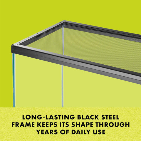 Fresh Air Screen Cover For Reptile Terrariums, Sturdy Metal Mesh Guard To Prevent Escapes, Heavy Duty Frame, 16 By 8 Inches, Side View