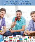 World Geography Flags And Capitals Flashcards 201 Laminated Country Cards with group using cards in a family setting