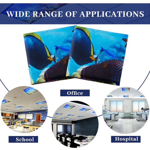 Eight Pack Magnetic Fluorescent Light Covers For Classrooms And Offices, Fits 4 By 2 Feet Drop Ceilings, Ocean Style Diffuser Filters