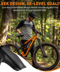 Cyclist with mountain bike and Two Pack Mountain Bike Fenders Compatible With FOX MY21 36 And 38 Forks Bolt On Mud Guards