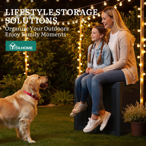 Top Notch 31 Gallon Outdoor Storage Deck Box With Faux Wood Trim Doubles As A Comfortable Patio Bench Offering Roomy Poolside Storage And Totally Hassle Free Setup For Weekend Vibes