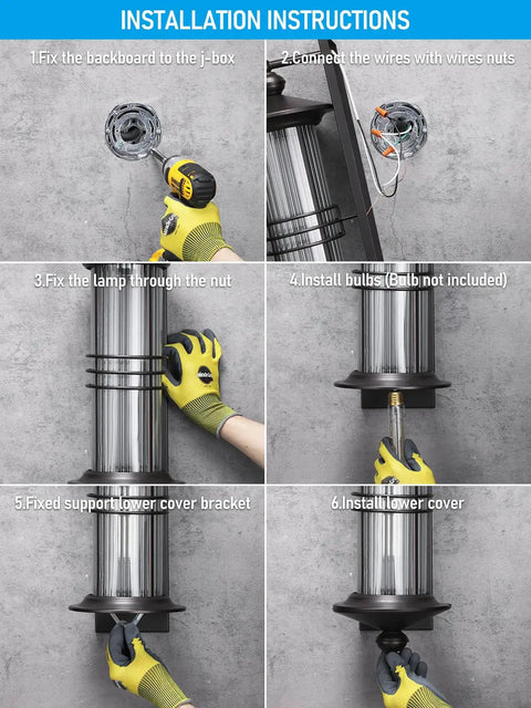 Installation guide for Large 23 Inch Outdoor Wall Lantern With Classic Gas Lamp Vibe, Industrial Exterior Light Fixture.