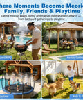 Beat The Heat Outdoor Misting System for patio cooling with eight brass nozzles in use during family BBQ and playtime