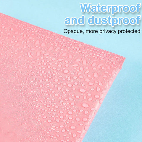Close-up of waterproof pink mailer from 200-Count 4x6 Inch Bubble Mailers Waterproof Padded Envelopes Self Adhesive Poly Bubble Packaging Bulk Shipping