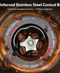 Hardcore Conical Burr Coffee Grinder With 51 Precise Settings, automatic bean crusher and stainless steel conical burr.