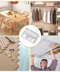 Heavy Duty Stainless Steel Wall Panel Clips 200 Pcs Hidden Backplate Fasteners, shown with installation and furniture scenes.