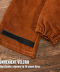 Leather Welding Sleeve For Men And Women, Heat And Flame Resistant Arm Protection With Kevlar Stitching, Velcro detail, Brown
