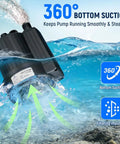 Professional Heavy Duty Submersible Sump Pump With Automatic Float Switch Delivers Kickass 1600 GPH Water Removal And Quiet Basement Drainage For Wet Basements submerged in water with 360° bottom suction.