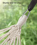 Double Hammock 98.4 X 59.1 Inches With 660 Lb Capacity Breathable Cotton Polyester Fabric showing strong knot and carabiner