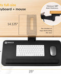 Smooth Glide Under Desk Keyboard Tray Featuring Adjustable Tilt And Height Controls 25 X 10 Inch Drawer Platform With Padded Wrist Rest on a desktop.