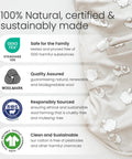 Ultimate Baby Sleep Sack For 4 Season Merino Wool Sleeping Bag With Organic Cotton Outer, certifications and benefits shown