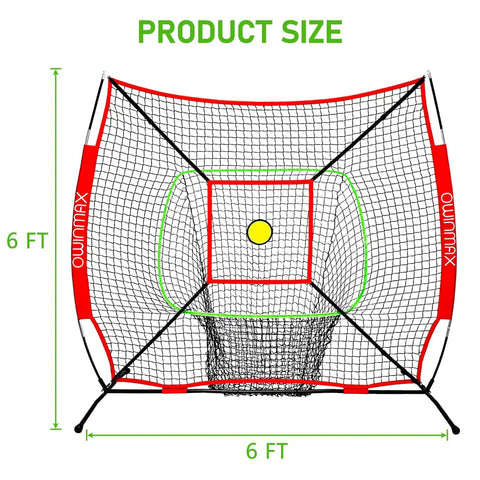 Six By Six Foot Baseball And Softball Training Net With Batting Tee Strike Zone Target And Circular Target Weighted Practice Ball