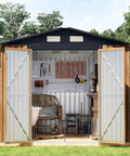 Heavy Duty Steel Garden Shed With Lockable Door And Clear Window, Rust Resistant Metal Tool Storage For Backyard Patio Or Lawn