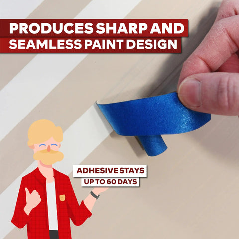 Blue Painter Tape With Sharp Lines Tech For Clean Edges Bleed Free, Multi Use 3 Inch By 60 Yards, Residue Free And Delicate Surface Safe, Great For Trim Walls Wood Glass Metal And Glossy Car Surfaces