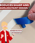 Blue Painter Tape Bulk 1.88 Inch by 60 Yards 24 Pack 1440 Yards Total Sharp Edge Line Technology being peeled off a painted surface.