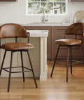 26 Inch Bar Stool Set Of 3 Modern Sleek Swivel Counter Height Chairs With Backrests And Metal Legs Faux Leather Upholstered Barstools
