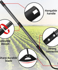 Garden Hoe Weeder Removal No Nonsense Heavy Duty Weed Tool For Gardening 55 Inch Stand Up Long Handle with hollow blade in field